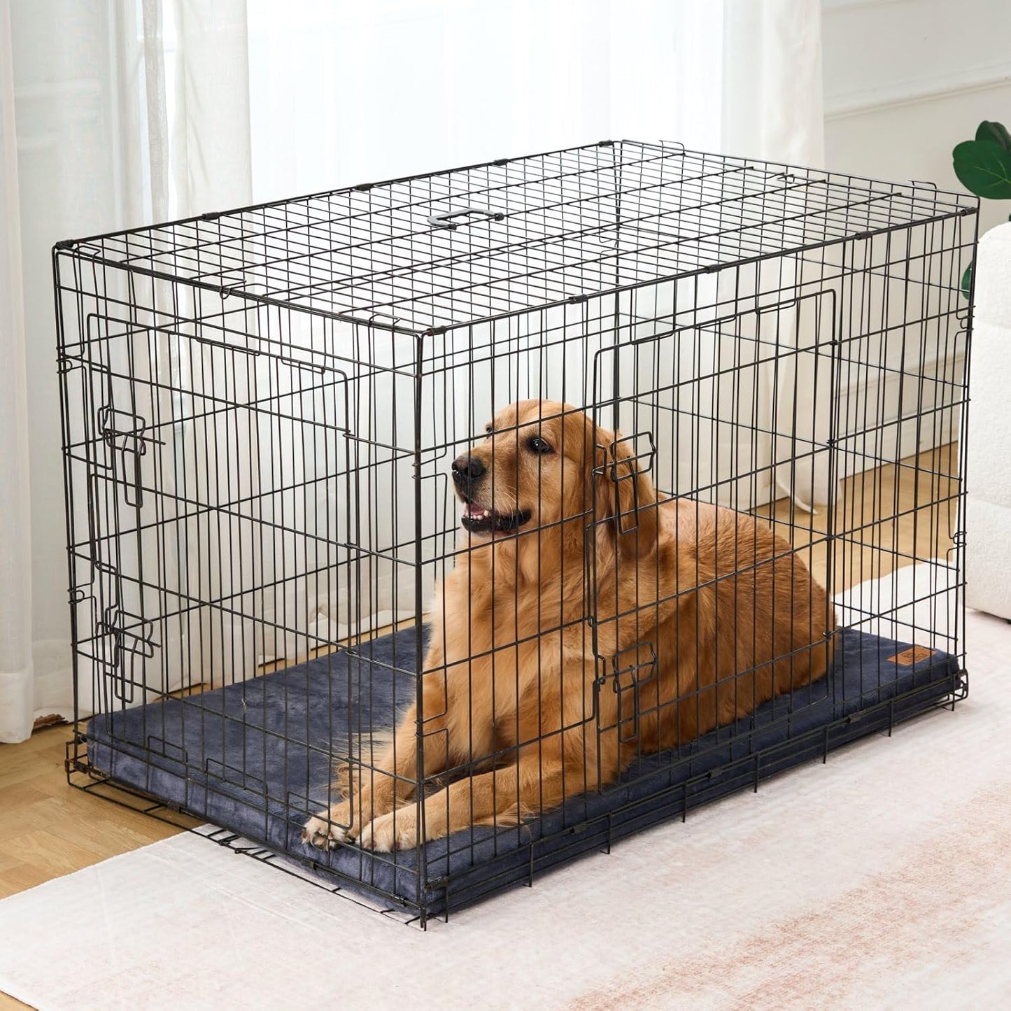 Dog Crate Pad - Extra Large Dog Beds with Removable Washable Cover and Waterproof Lining - XXL Memory Foam Pet Bed for Crate - Reversible Kennel Mat (Cool & Warm), 48-inch, Dark Grey