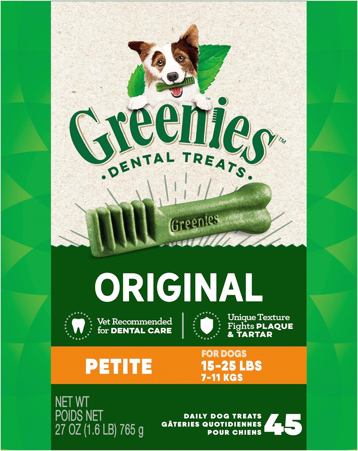 Greenies Original Petite Dental Dog Treats, 27 oz. Pack (45 Treats)