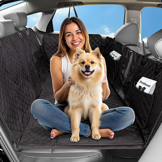 KingCamp Dog Car Seat Cover for Back Seat, Waterproof Scratch Proof Dog Hammock with Hard Bottom 600D Heavy Duty Nonslip Durable Seat Protector with Mesh Window for Cars, SUV, 64" x 54"