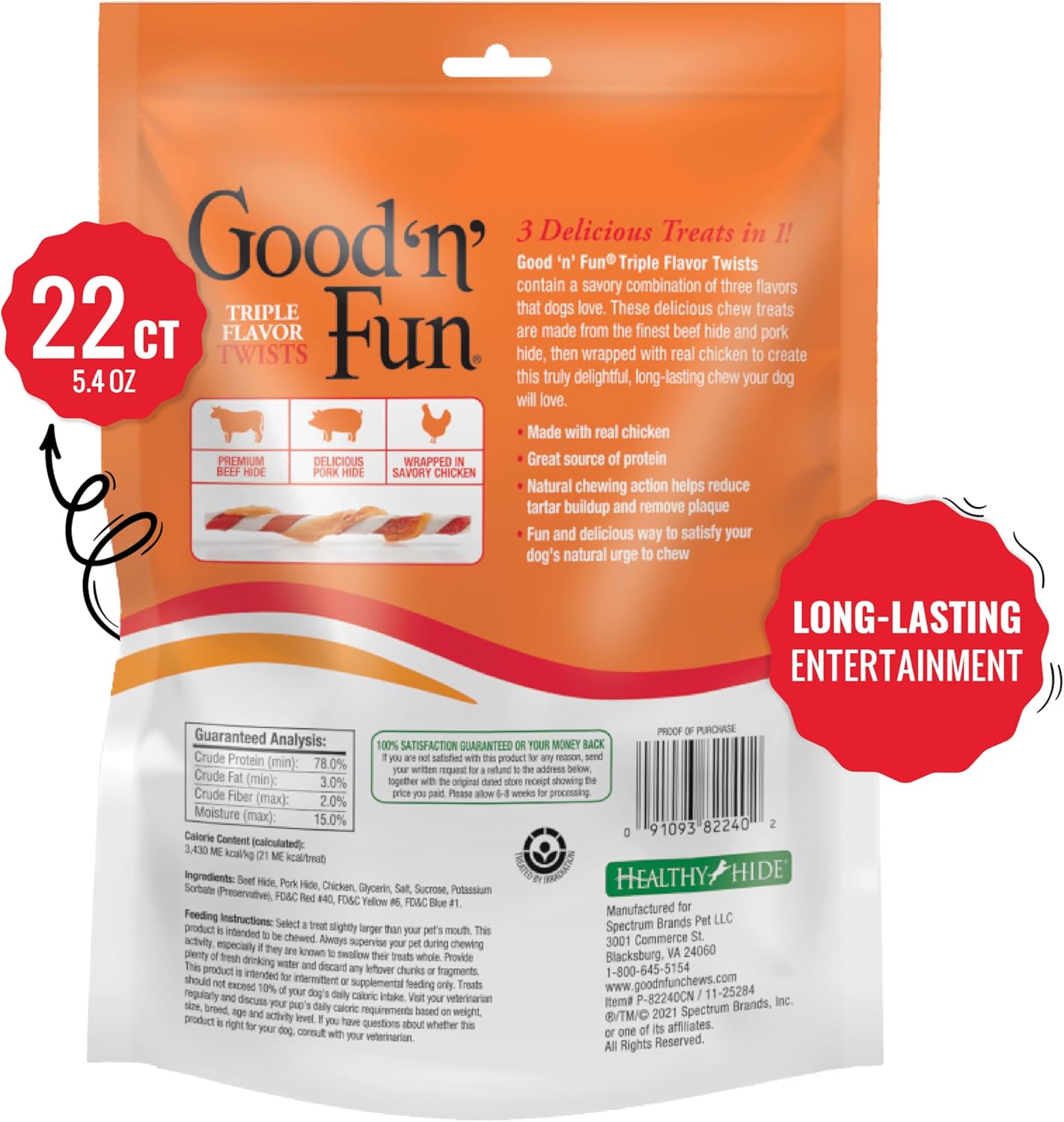 Good 'N' Fun Triple Flavor Twist Chews For Dogs, 22-Count