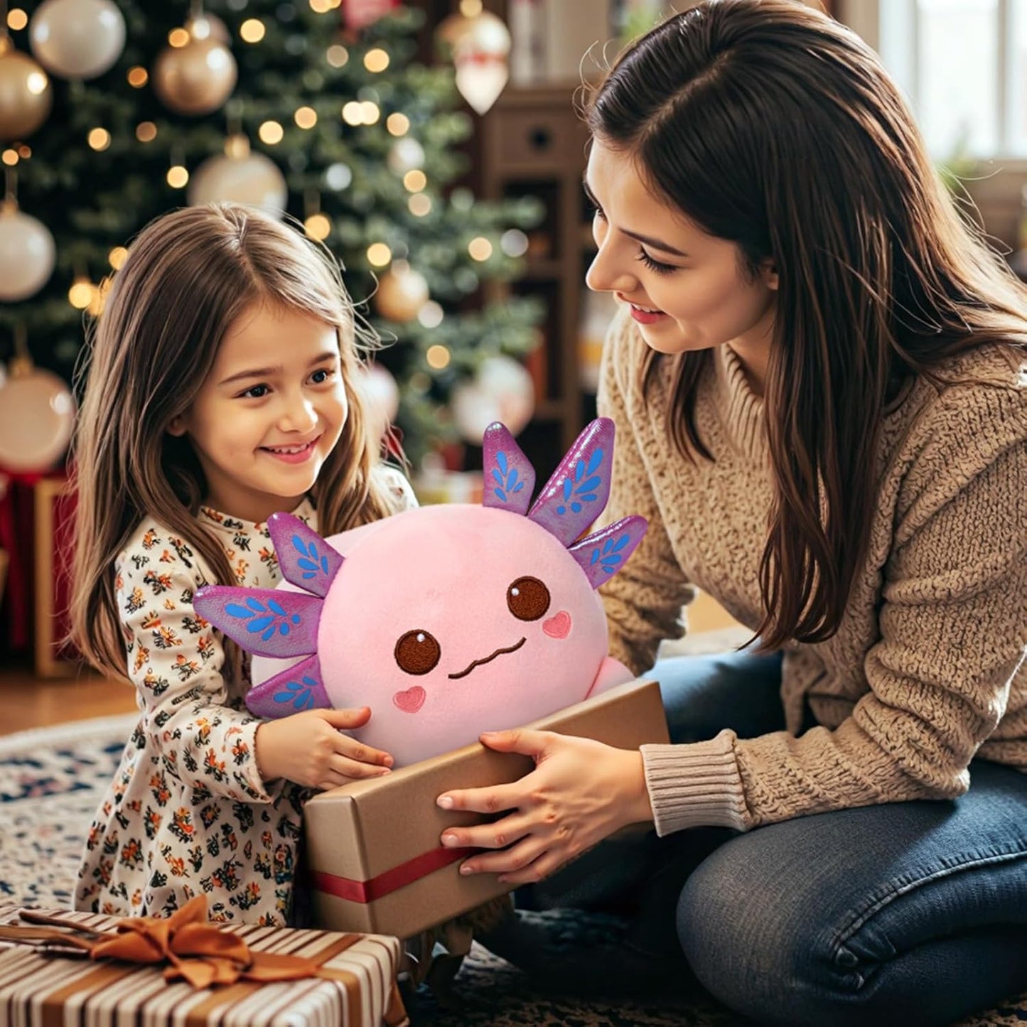 Axolotl Plush, Cute Pink Axolotl Stuffed Animal, Soft Plushie Cuddle Pillow, Anime Plushie Doll, Cute Stuff Toys Gift for Girls, Boys and Males (16 Inch)