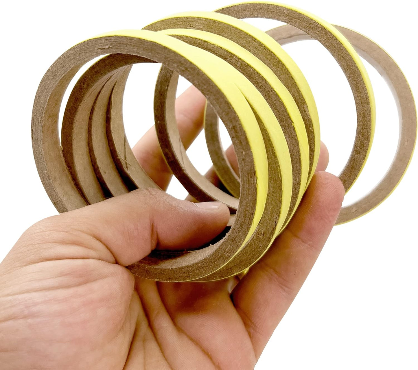 8005 by M&M Pk18 3.5 Inch Skinny Yellow Bird Donut - Pet Safe Compressed Cardboard Rings, Brightly Colored Outside Paper Layer, Great Fun for Pets to Shred with Beaks and feet