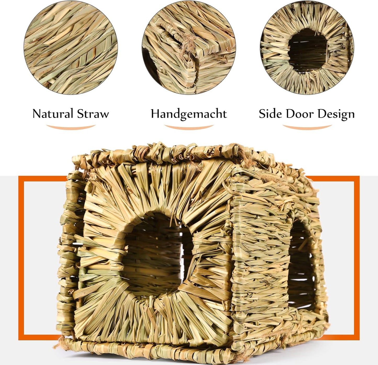 Bunny Grass House-Hand Made Edible Natural Grass Hideaway Comfortable Playhouse for Rabbits, Guinea Pigs and Small Animals to Play,Sleep and Eat (style4)