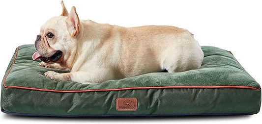 Bedsure Washable Dog Bed Medium Size Dog - 3 Inch Thicken Up to 45lbs Pet Mat Pillows with Removable Washable Cover, Green
