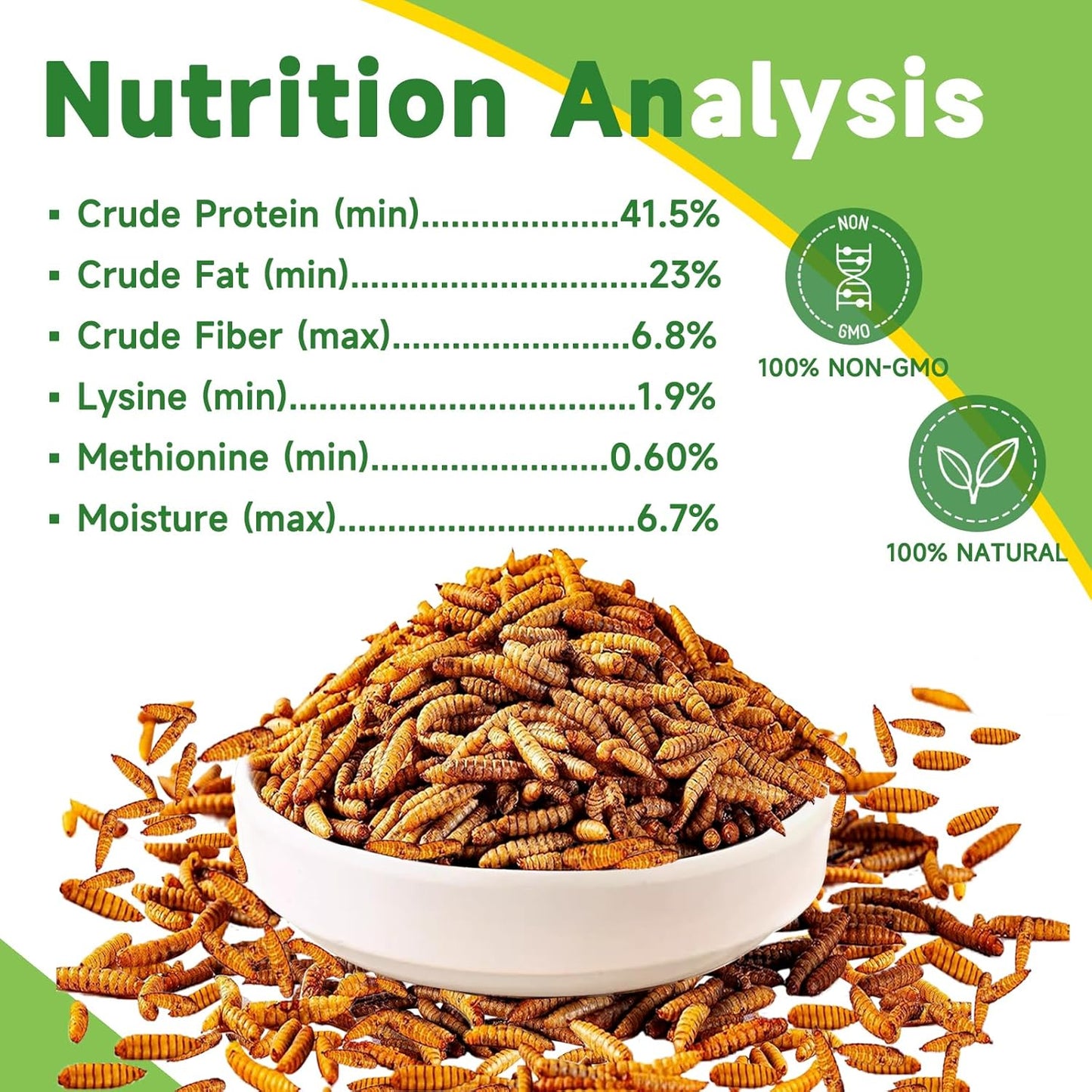 600g Dried Black Soldier Fly Larvae Treat for Chicken, 100% Natural Non-GMO More Calcium Than Dried Mealworms High Protein Chicken Feed for Birds, Ducks, Layer Hens