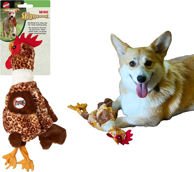 SPOT Skinneeez Chicken 13 Inch Stuffing-Free Plush Squeaky Dog Toy – Soft Interactive Chew Toy for Small and Medium Dogs – Mess-Free Play for Light & Moderate Chewers