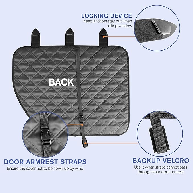 Dog Car Door Protector for Large SUV & Truck – XL Size, Anti-Scratch/Stain-Resistant, Window-Roll-Compatible, 2-Pack, Secure Fit for Wide/Tall Doors (Black)