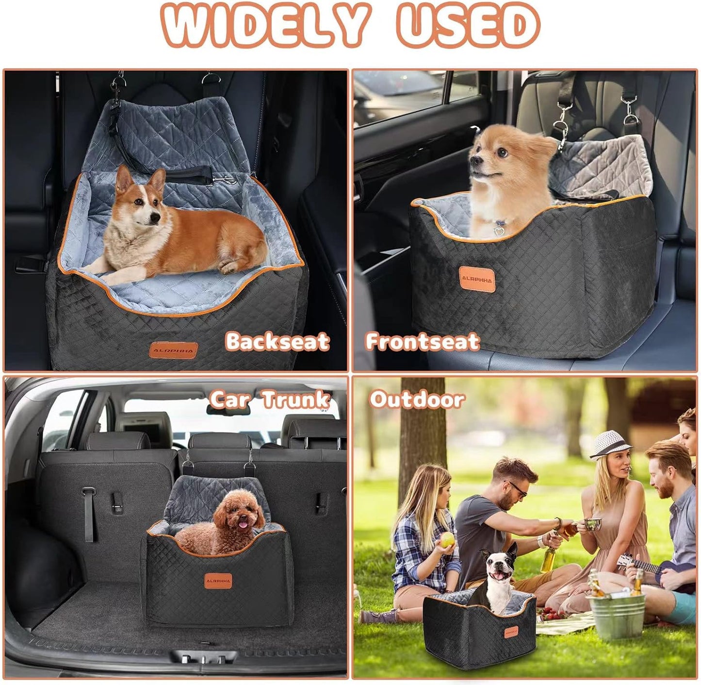 Memory Foam Booster Dog Car Seat with Washable Removable Cover, Elevated Pet Car Seat, Anti-Slip Sturdy Booster Seats for Small Dogs 35lbs, Seat Belt, Storage Pocket, Dog Blankets