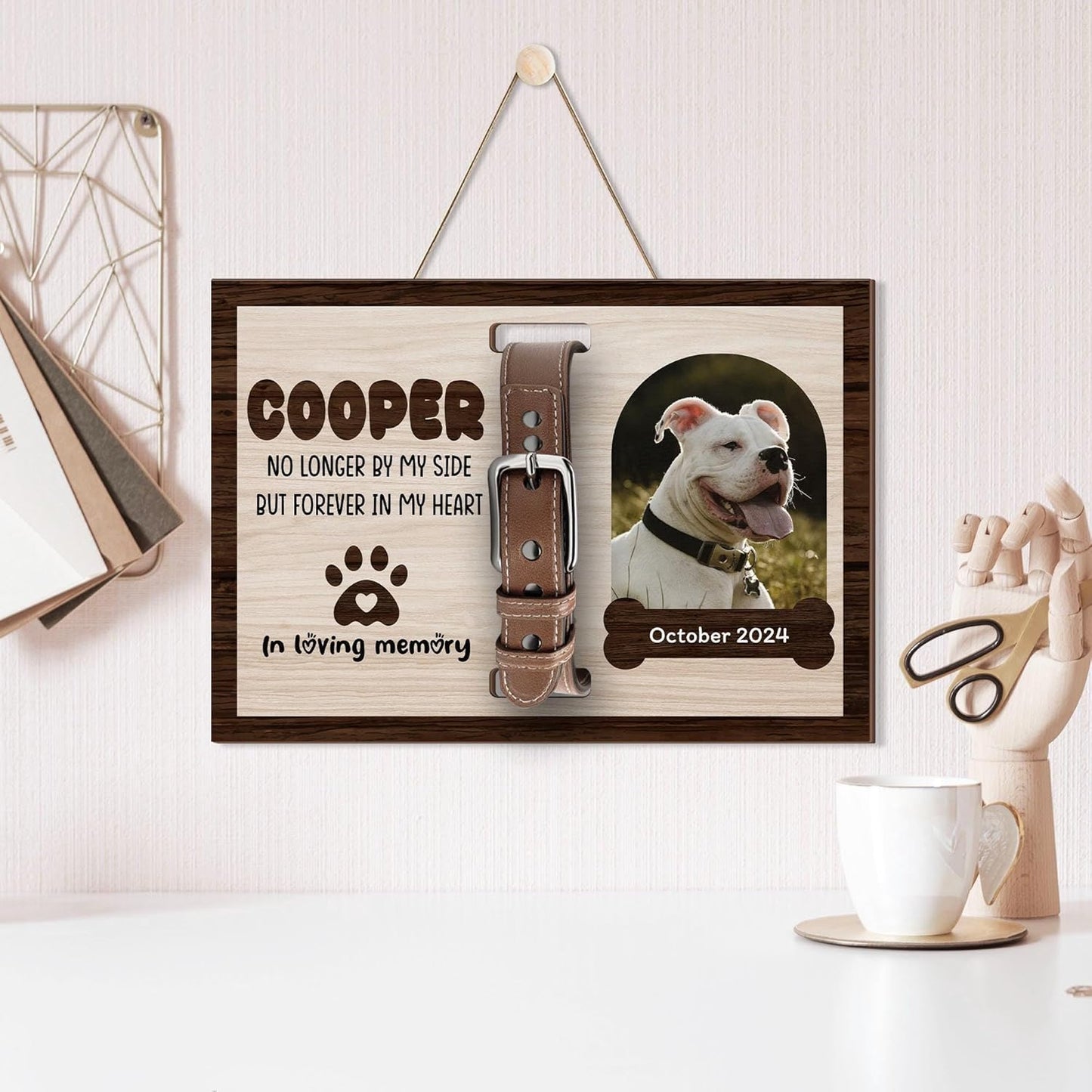Personalized Dog Memorial Frame with Collar Holder – Custom Pet Sympathy Gift, Memorial Dog Photo Frame, Dog Lover Keepsake, Unique Dog Memorial Gift for Loss, Photo Holder with Dog's Collar