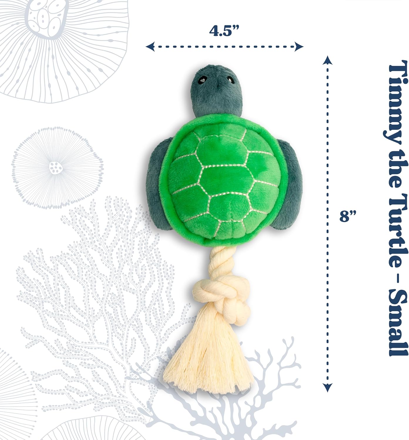 Dog Toys | Plush Turtle Stuffed Animal with Rope for Dogs | Eco Friendly Toy - Easy to Clean and Made from Non Toxic Materials