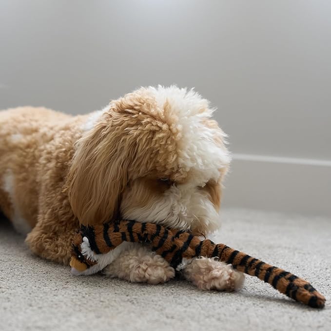 SPOT Skinneeez Jungle Cat 14 Inch Stuffing-Free Plush Squeaky Dog Toy – Soft Interactive Chew Toy for Small and Medium Dogs – Mess-Free Play for Light & Moderate Chewers