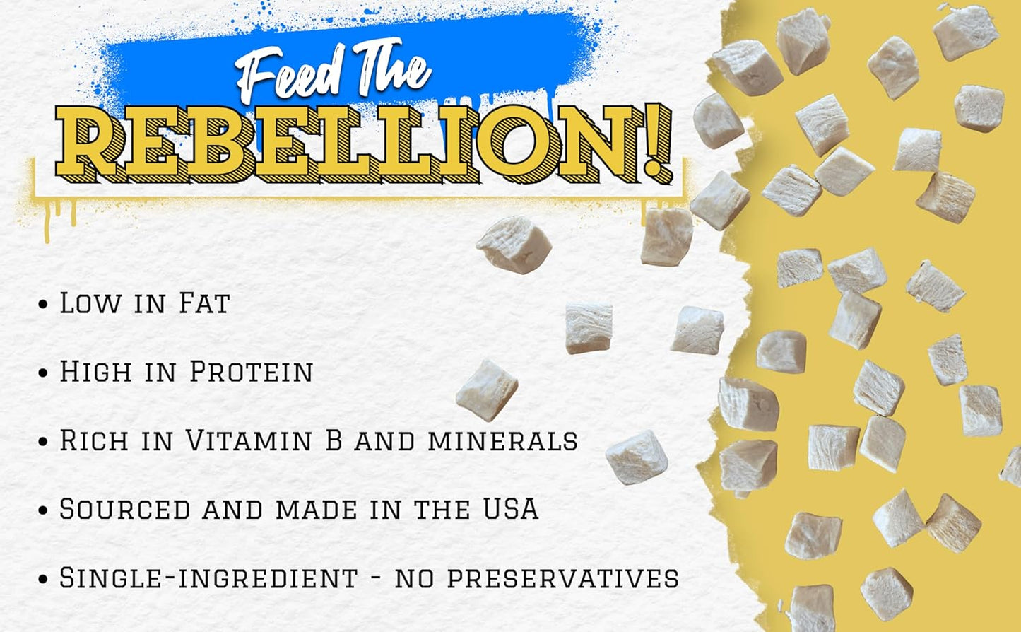 Freeze Dried Chicken Breast for Dogs & Cats – Single Ingredient Dog Treats – USA Sourced & Made – High Protein, All Natural, Grain Free – Raw Freeze-Dried Training Treats (3oz)