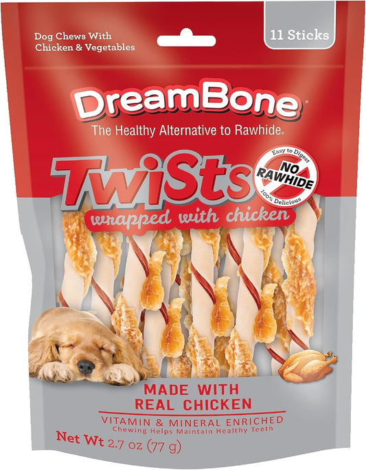 Dreambone Twists Wrapped with Chicken, No-Rawhide Chews for Dogs, 11 Count