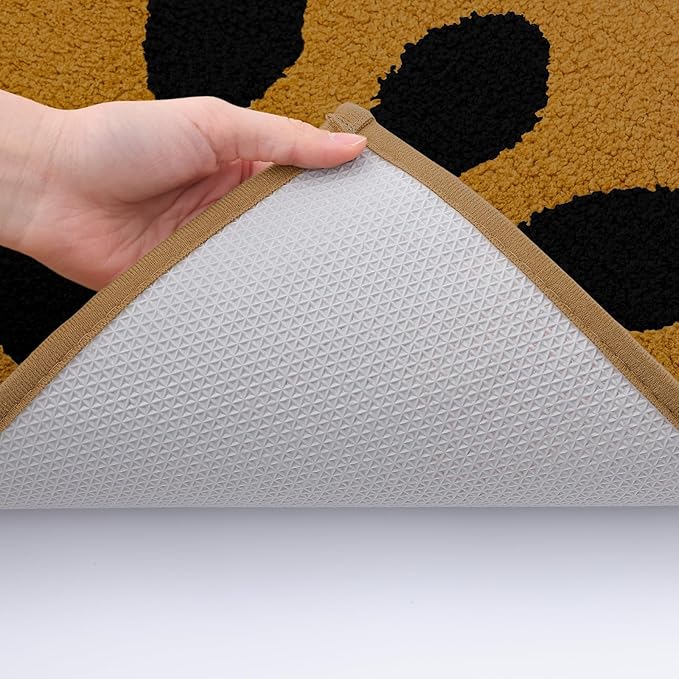 Buganda Dog Door Mat for Muddy Paws, Absorbent Dirt Trapper Washable Indoor Doormats, Non Slip Low-Profile Mud Mat for Dogs, Front Entrance Doormat for Inside Floor (36x24 Inches, Yellow and Black)