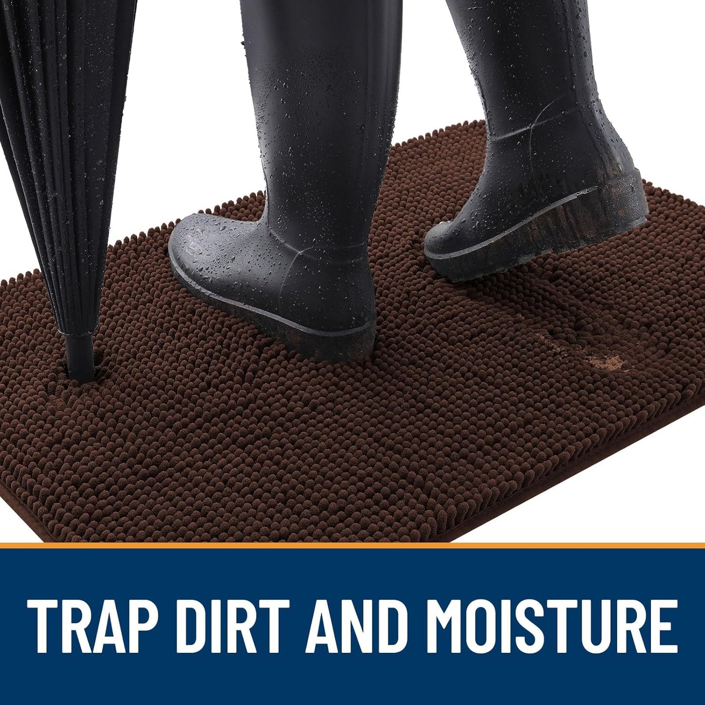 OLANLY Dog Door Mat for Muddy Paws 30x17, Absorbs Moisture and Dirt, Absorbent Non-Slip Washable Doormat, Quick Dry Chenille Mud Mat for Dogs, Entry Indoor Entryway Carpet for Inside Floor, Brown