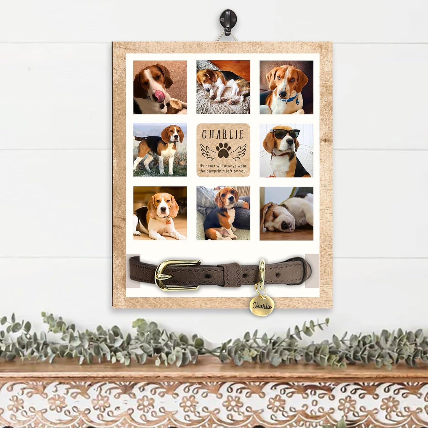 Personalized Pet Memorial Picture Frame – Custom Dog Memorial Sign with Collar Holder, Photos, Name & Quote, Pet Loss Sympathy Gift, Pet Remembrance Keepsake, Gift for Pet Lovers