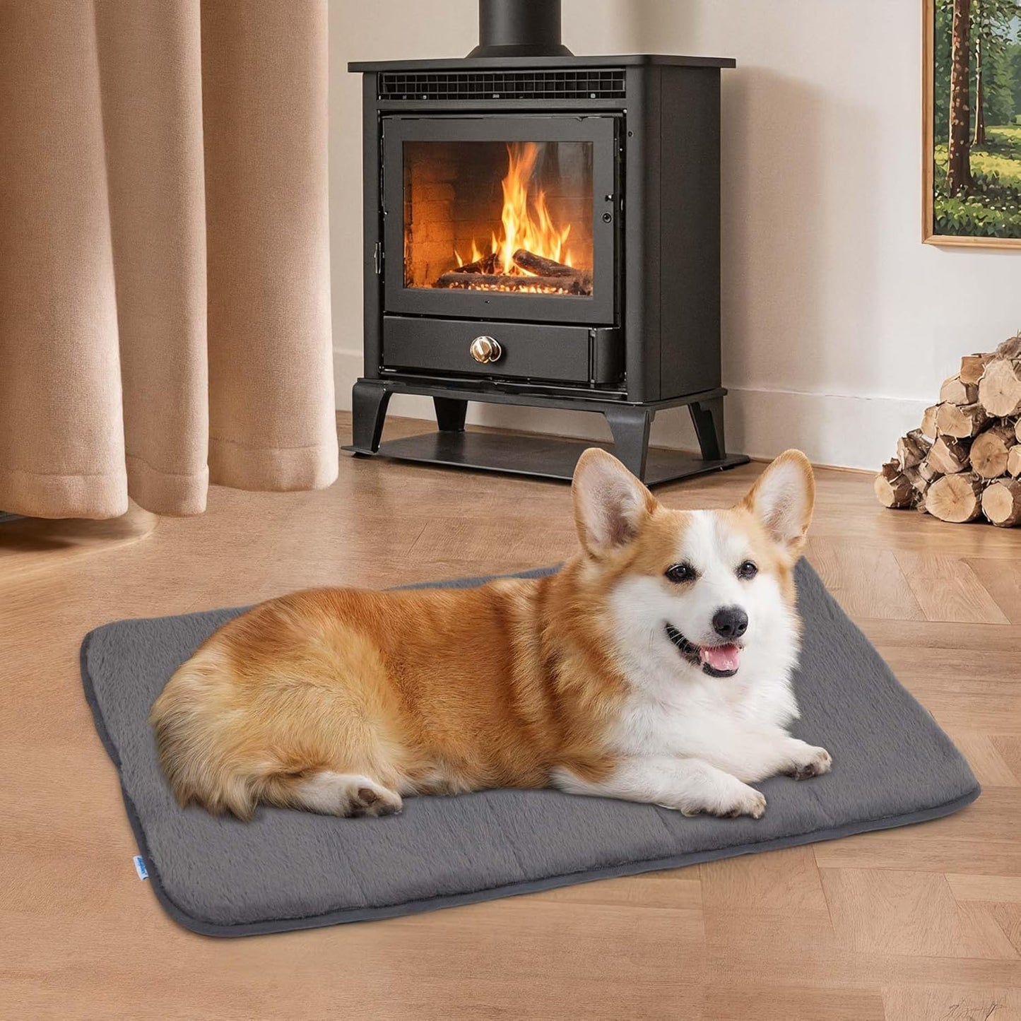 Dog Crate Pad for Medium Dogs - Orthopedic Dog Bed with Memory Foam, Washable Soft Warm Pet Mat with Non-Slip Bottom, Grey