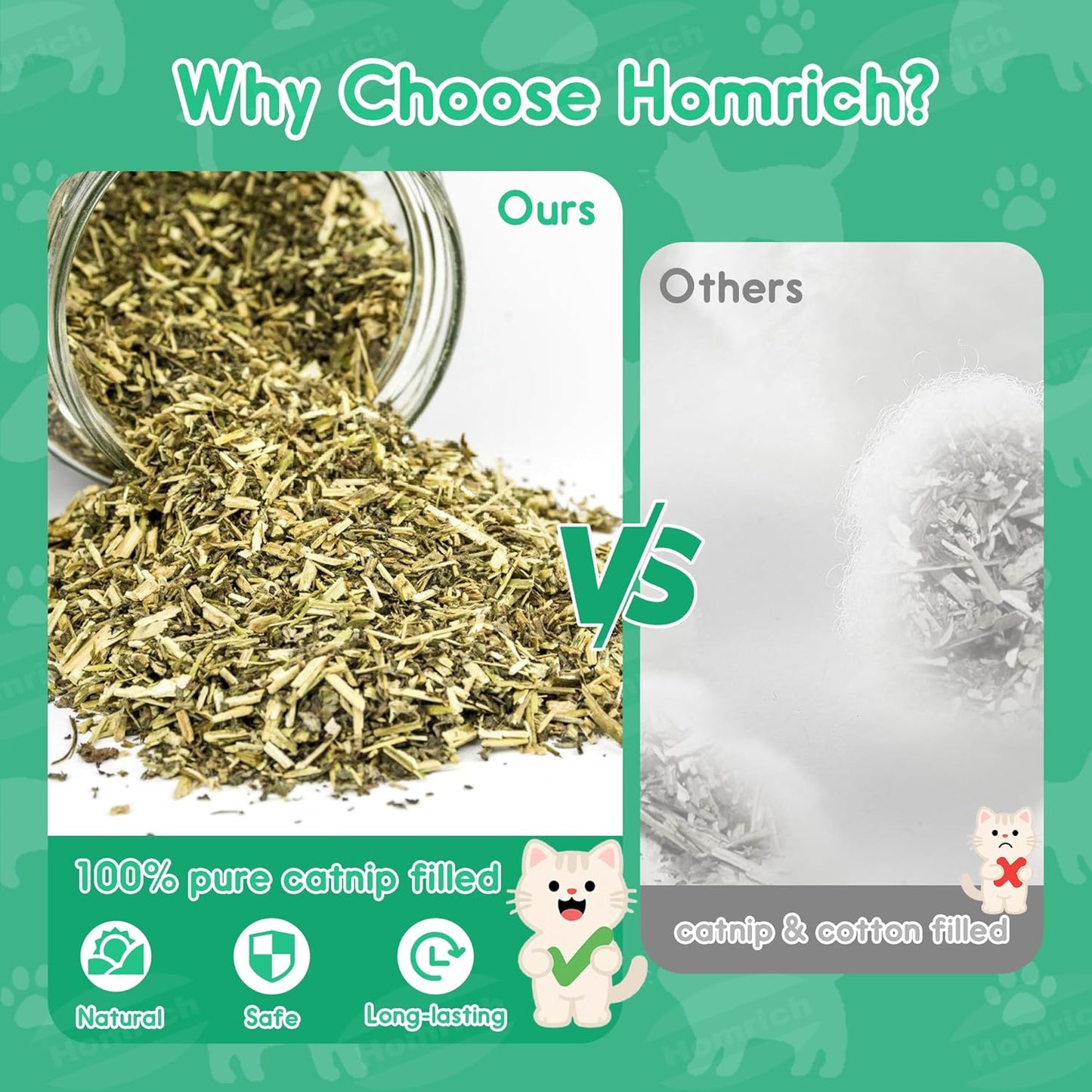 Homrich Catnip Toys for Cats, 3-Pack Funny Cat Toys Filled with 100% Pure Organic Catnip, Safe Kitten Teething Chew & Kicker Toys - Interactive Cat Toys for Bored Indoor Adult Cats