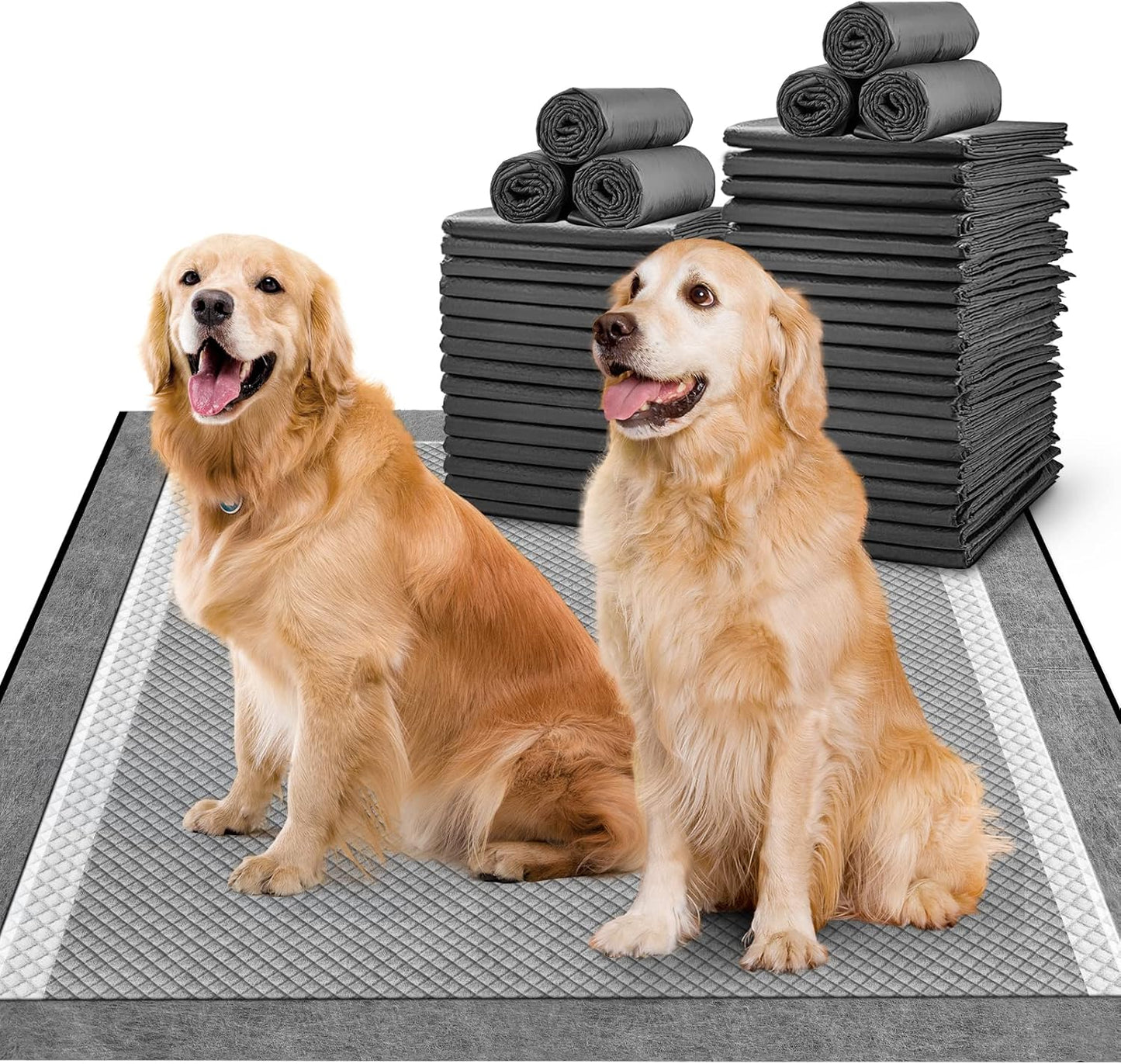 MIZOK 36x36in Charcoal Dog Pee Pads Activated Carbon Odor Control Dog Pads Super Absorption for Up to 11 Cups of Liquid Quick Dry & Leak-Proof Pee Pads for Dogs, Cats, Rabbits, Disposal, 25Ct