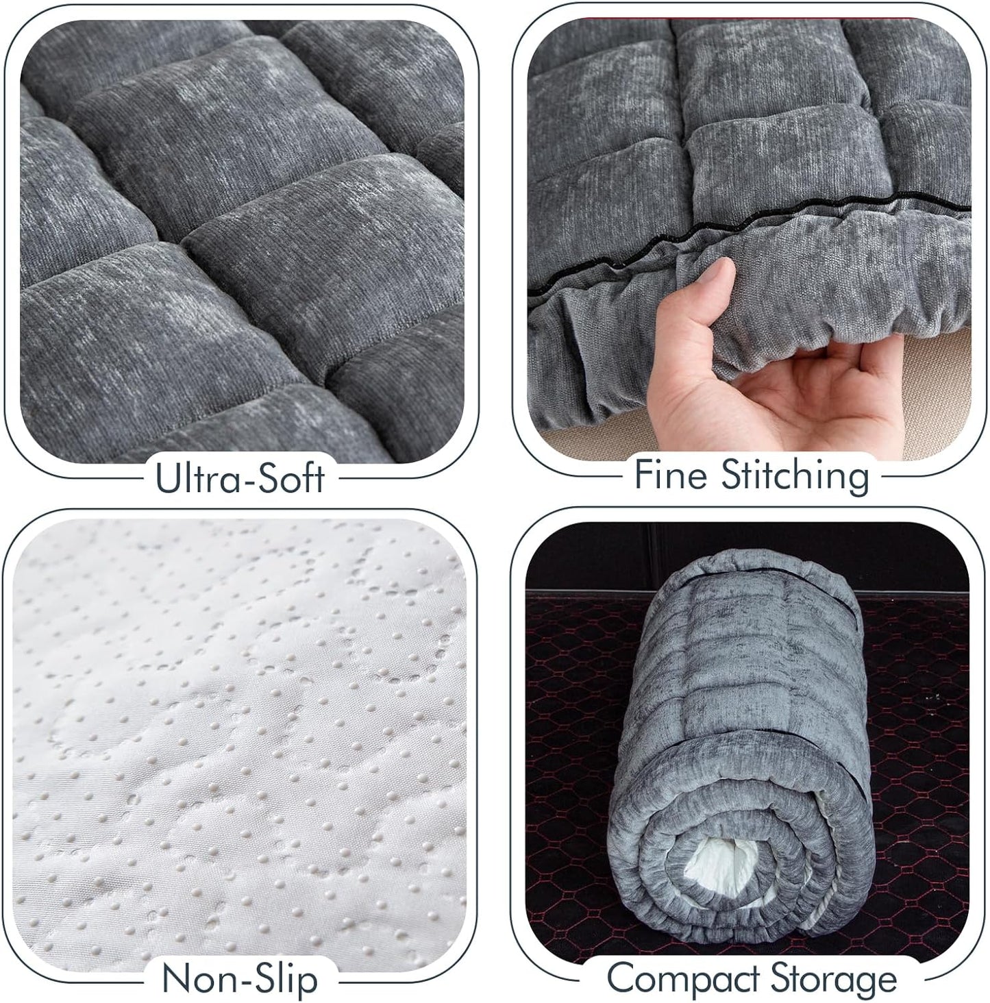 Dog Bed for Car, Pet Travel Backseat Mat for Vehicle SUV Truck Jeep Automobile, Large Washable Foldable Non-Slip Fuzzy Soft Comfortable Cozy Extender Protector Cover Pad, Grey, 24.8x54 in