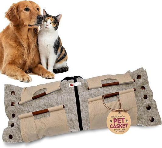 Cocoon® - Eco-Friendly Pet Burial & Cremation Ceremony Kit (Premium Wool) - Casket for Dogs and Cats (Choose Size & Color) (XL, Natural)