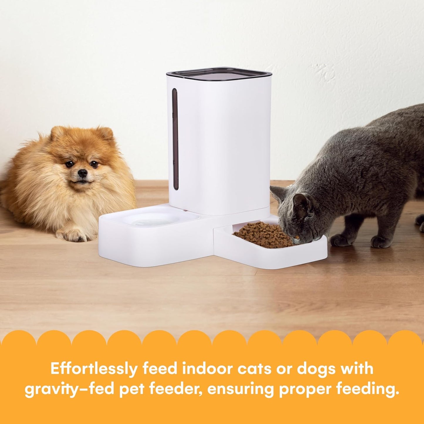 Automatic Feeder for Dogs and Cats - Gravity Feeder Bowl - Pet Water Dispenser -12.5 x 12.5 x 12.2 inches - Self-Feeding Food Dispenser for Small to Large Pets - Dry Food Station