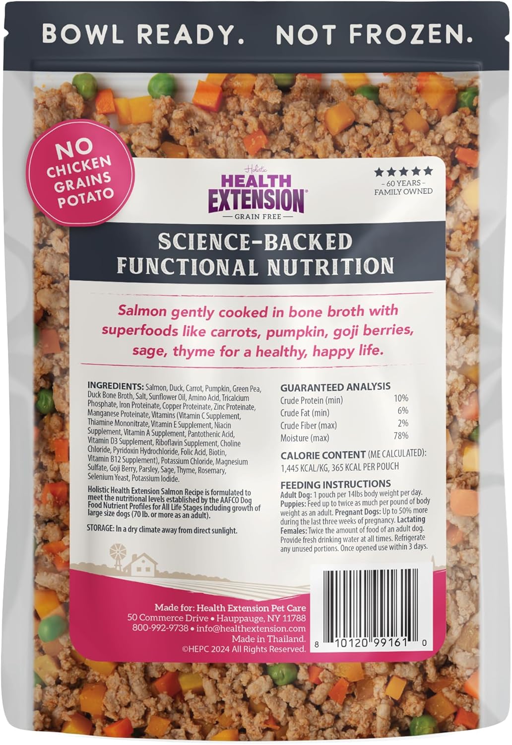 Health Extension Gently Cooked Grain-Free Salmon Dog Food, Human-Grade & Shelf-Stable with Superfoods, Supports Digestion, Immunity, Skin & Coat, 9 oz Pouch (Pack of 5)