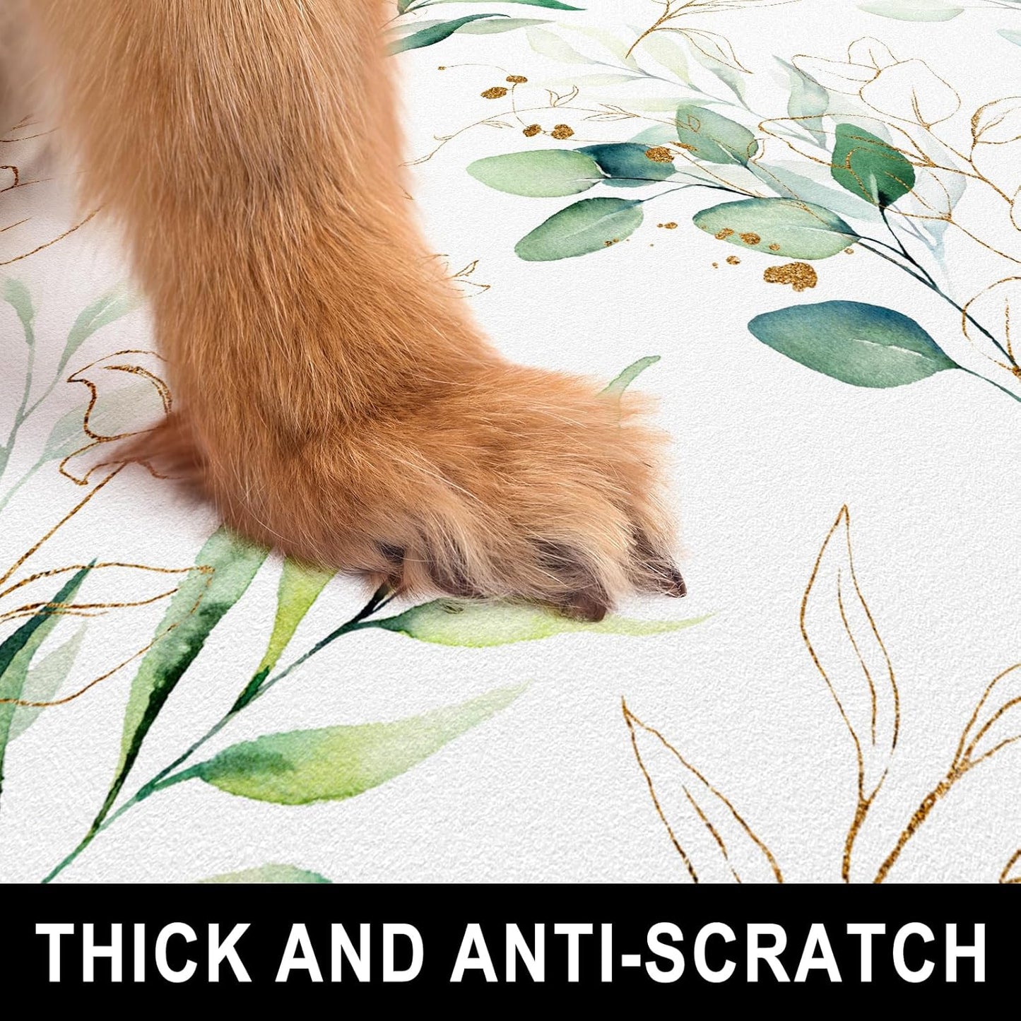 Dog Food Mat, 16" x 24" Minimalism Absorbent Dog Cat Bowl Mat for Food and Water, Cute Anti-Slip Rubber Pet Feeding Rug Protect Floors, Placemat for Feeding & Watering Supplies, Leaf