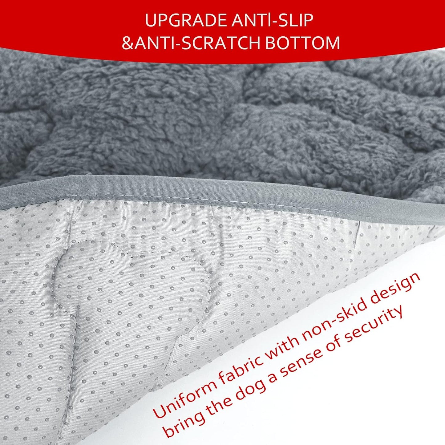 Dog Bed Crate Mat(24" X 18") 2 Pack, Soft Plush Dog Bed Pad Machine Washable Crate Pad, Grey