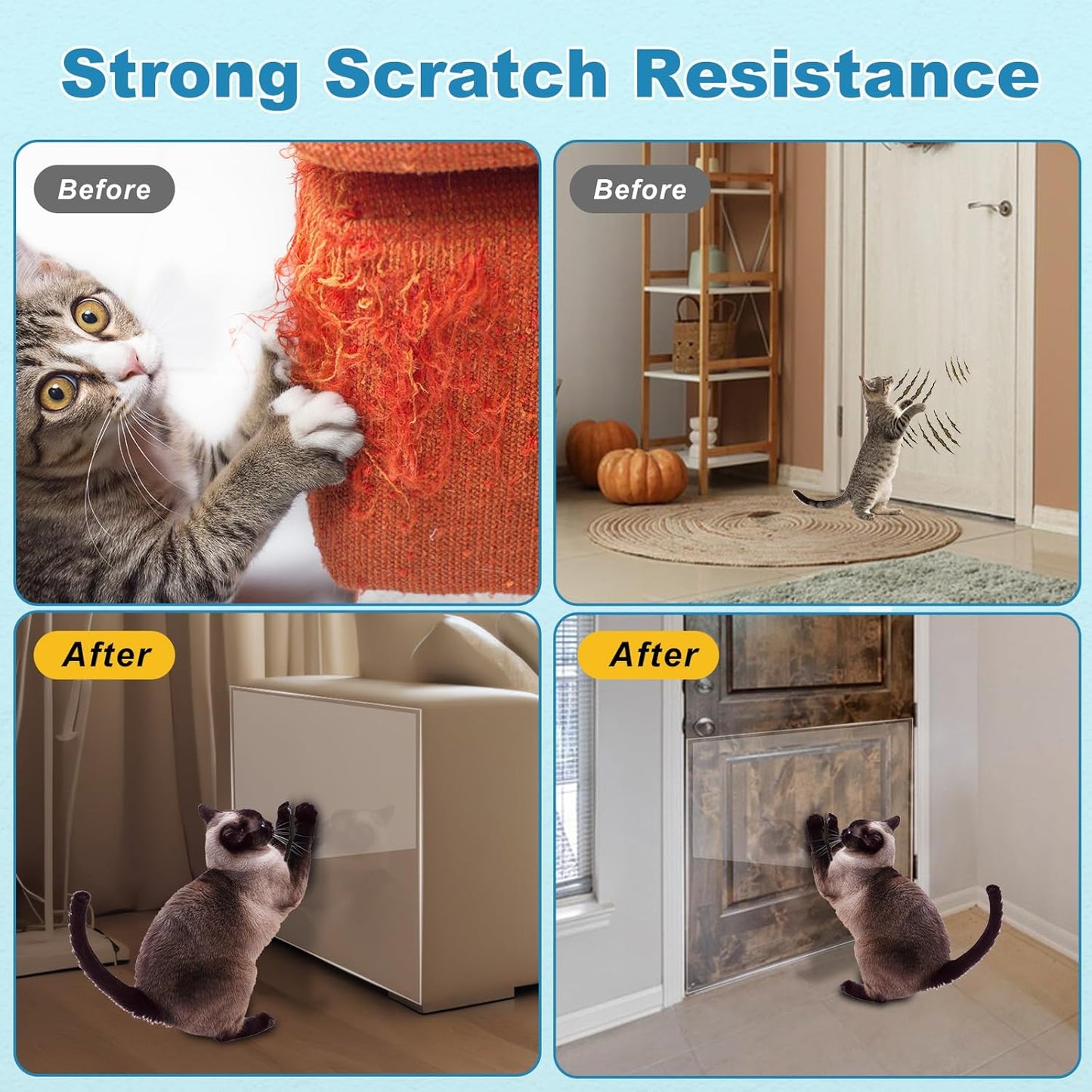 Cat Scratch Furniture Protector, 15.7"x118" Couch Protector From Claws, Single-Sided Sticky Clear Deterrent for Furniture, Door, Walls