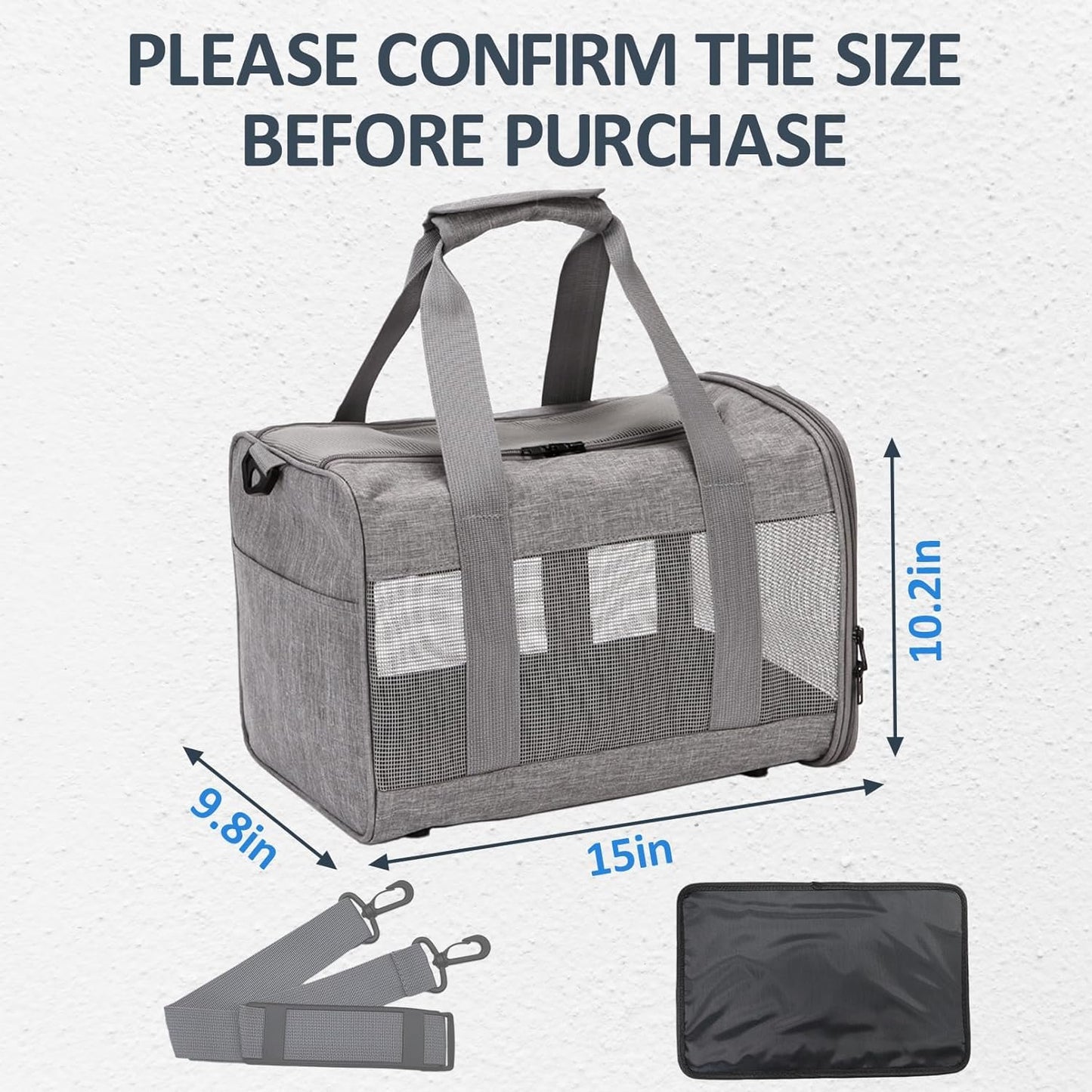 kathson Small Animal Carrier Bag, Guinea Pig Rabbit Travel Carrier Breathable Mesh Window Pet Portable Hand Bag for Hamster Bird Bunny Bearded Dragon Kitty and Etc (Grey)