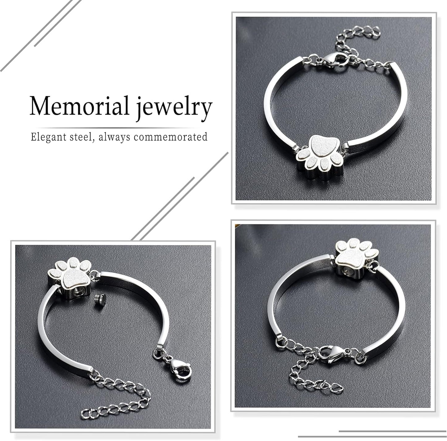 Pet Urns For Dogs/Cats - Pet Ashes Necklace - Paw Print Urn Necklace with Mini Keepsake Urn Memorial Ash Jewelry