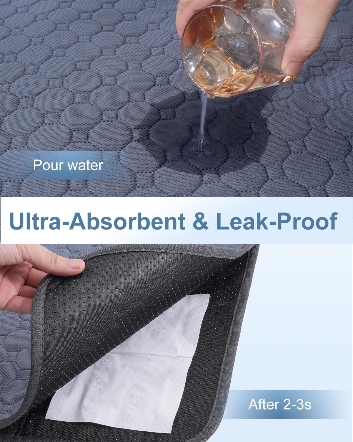 4 Pack 24 x 18 Inch Guinea Pig Cage Absorbent Liner Reusable Waterproof Super Absorbent Guinea Pig Urine Pad Non-Slip Mat for Small Animals Rabbit Hamster Rat. Washable Guinea Pig Bedding