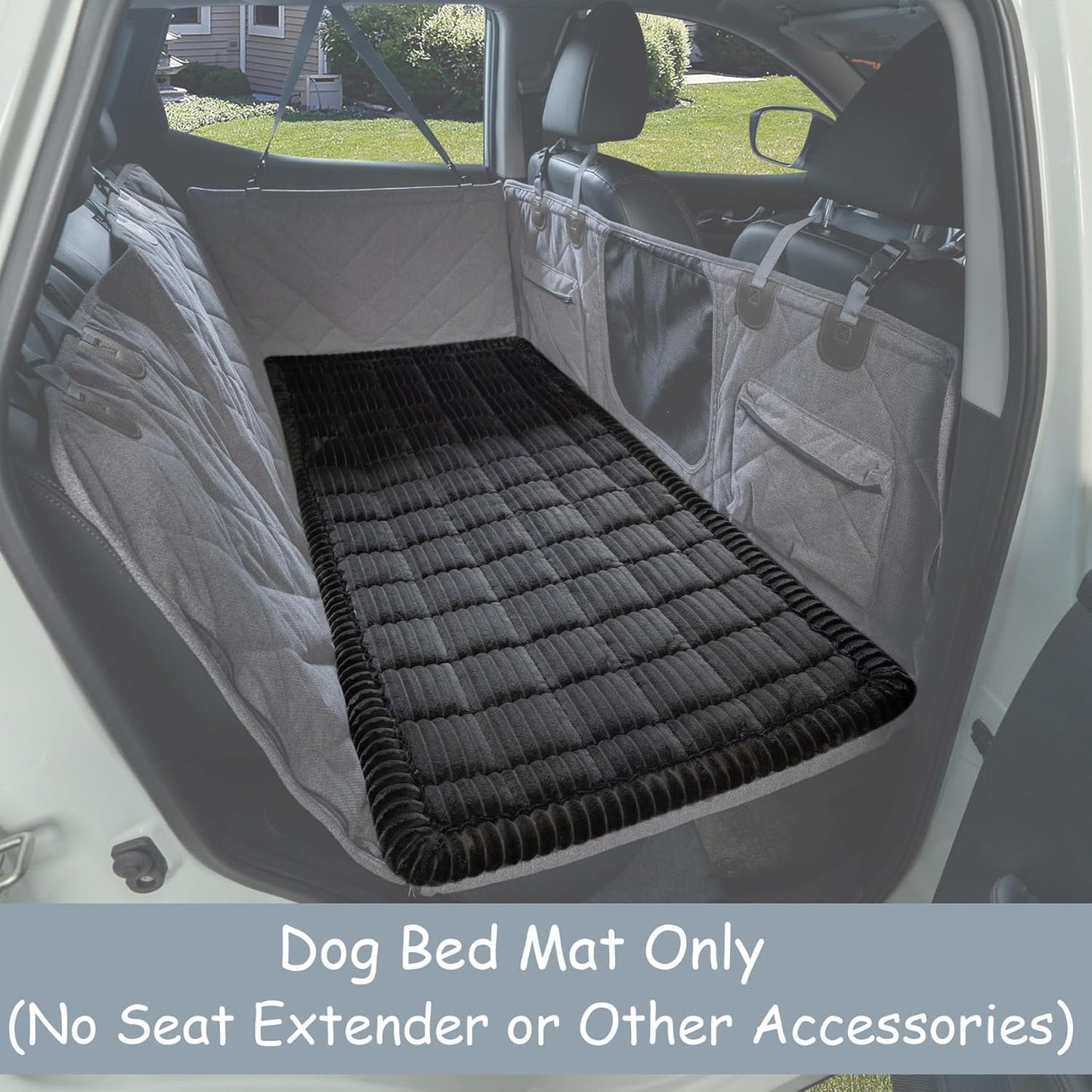 Dog Bed for Car Back Seat, Non-Slip Backseat Pet Bed Mat for Travel, Soft Dog Seat Cover Blanket Washable Couch Protector Fit for Hammock Extenders in Cars, SUVs and Trucks(54"×25" Black)