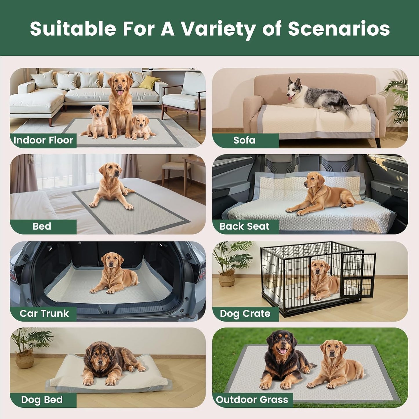 Gardner Pet 5XL 37"x54" Dog Pee Pads Extra Large, Super Absorbent & Leak-Proof Dog Potty Training Pads, Nop-Slip Bottom Puppy Pads, 80 Count Grey