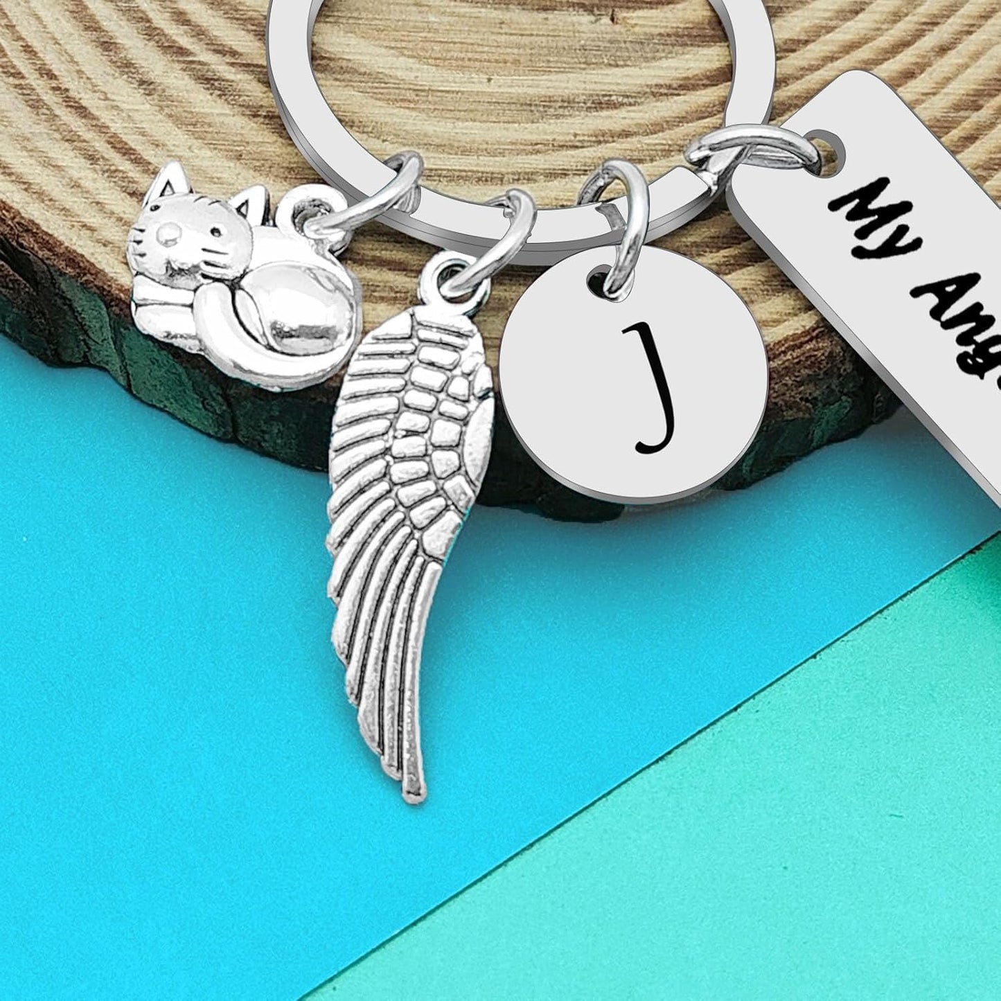 Dabihu Loss of Cat Memorial Keychain Initial Charm Jewelry Sympathy Gifts for Pet Loss in Memory of Cat Gifts for Cat Lovers