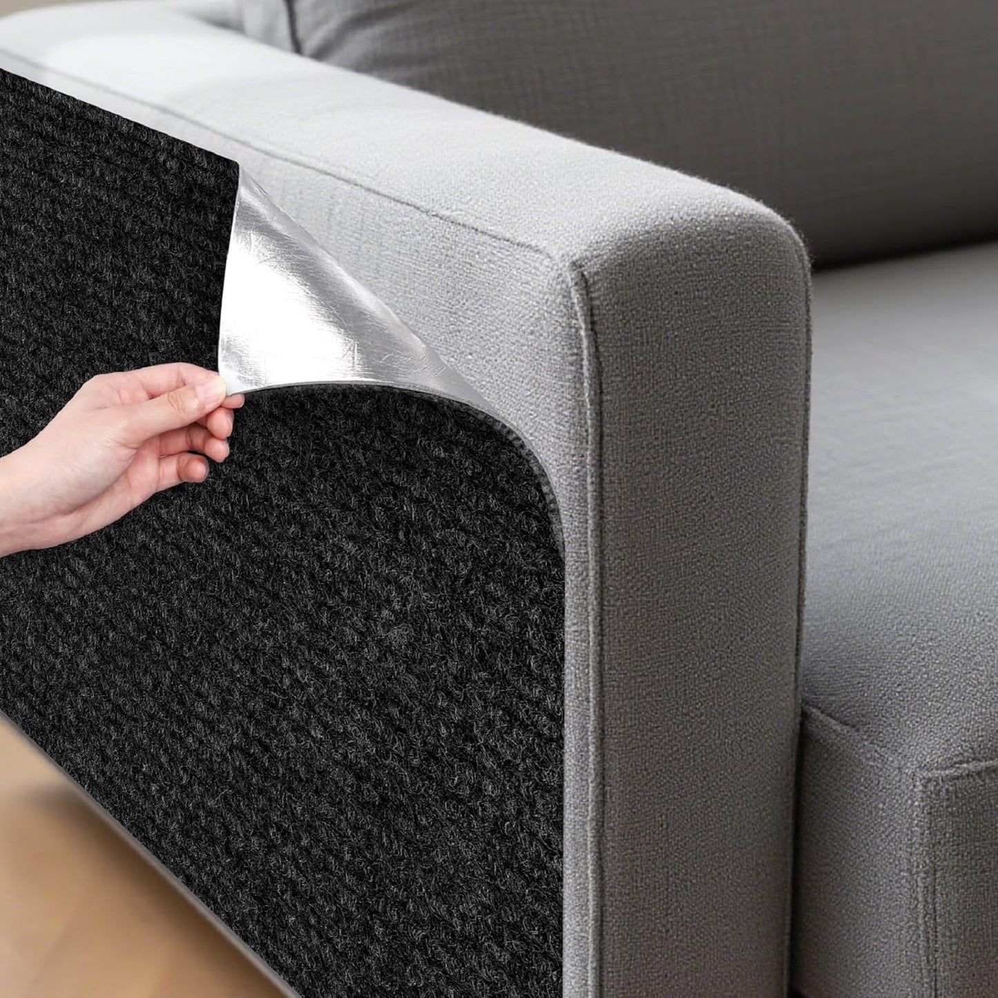 ICOOP Furniture Protectors from Cats Scratching Self Adhesive Black Cat Scratching Mat 15.8"×160" DIY Cat Couch Protector Sofa Protector for Cats Scratch Posts Couch Protection Replacement Carpet Rug