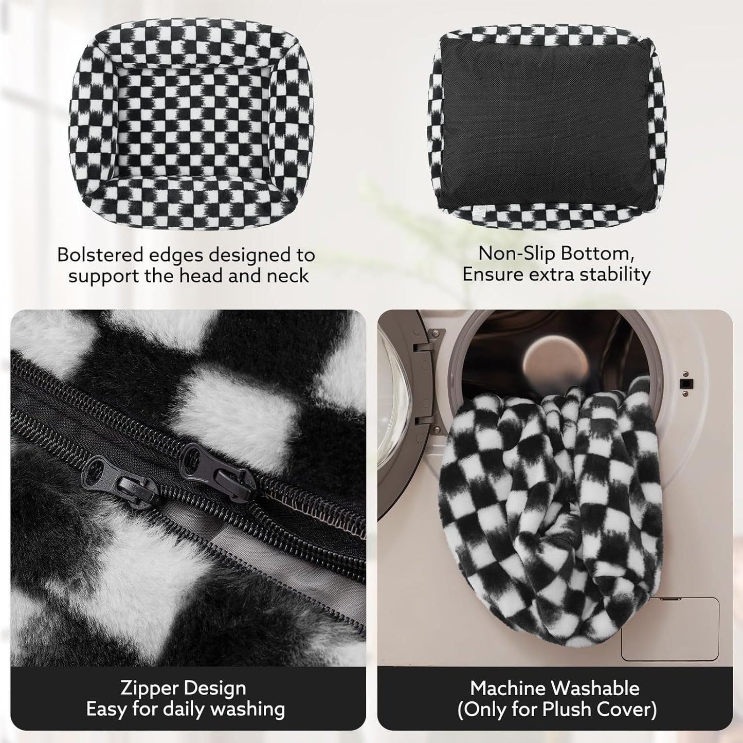 JOEJOY Small Dog Bed for Small Dogs, Rectangle Washable Orthopedic Corduroy Fleece Pet Bed with Removable Zipper Cover, Cute Soft Calming Puppy Bed with Non Skid Bottom