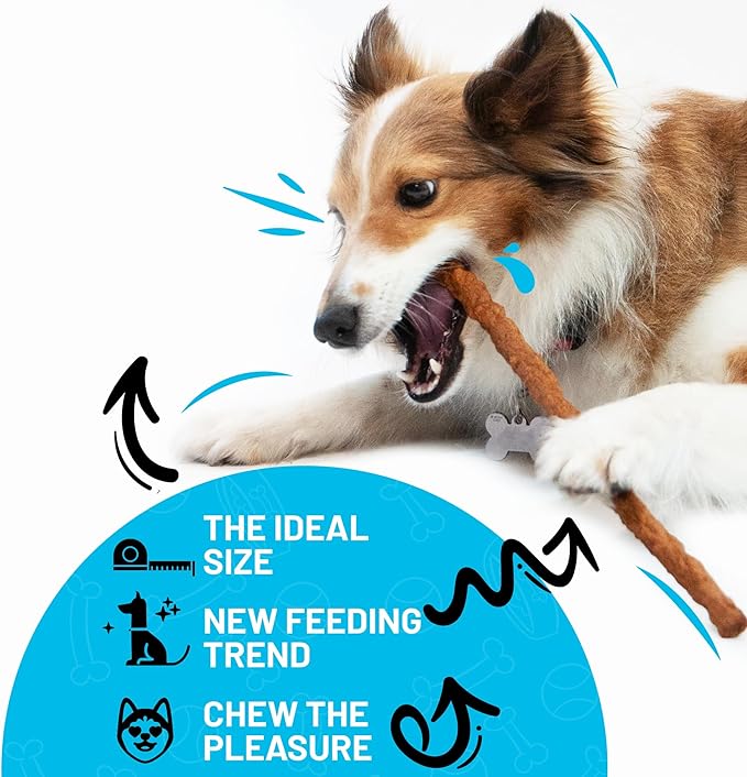 Sitka Farms Beef Sticks 10 Inch for Dogs - Crunchy Beef Munchy Sticks - Natural Beef Flavor Dog Treats - 30 Count - High Protein Snacks for Large Medium and Small Breeds