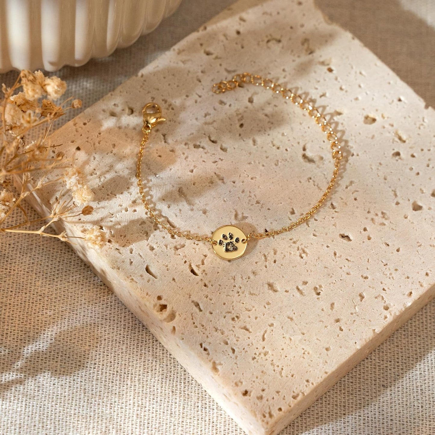 Personalized Pet Name Bracelet Dog/Cat Paw Bracelet Animal Friendly Jewelry Custom Pet Lover Gift Photo Projection Bracelet for Women Mom