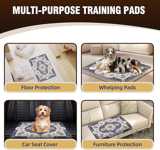 Washable Pee Pads for Dogs 65"x48" (1 Pc), Reusable Dog Pee Pads Extra Large, Super Absorbent Puppy Pads XXL, Waterproof & Leak-Proof Dog Potty Training Pads, Non-Slip Pet Incontinence Pads