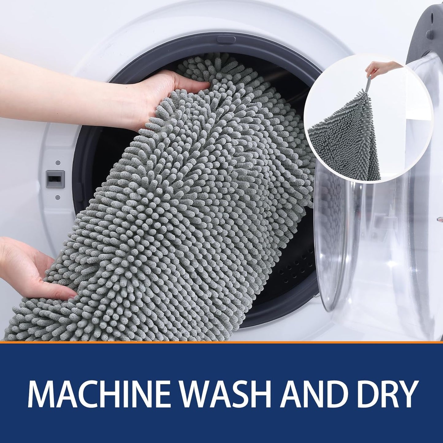 OLANLY Chenille Dog Bath Towel 31x13, Ultra Absorbent Quick Dry Pet Towel, Extra Soft Washable Plush Towel for Large Dogs & Puppies, Indoor Outdoor Use, Grey