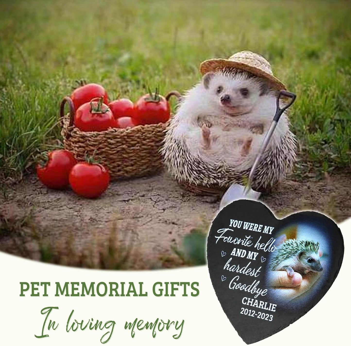 ODB Gifts for Loss of Hedgehog, Hedgehog Memorial Stone, Hedgehog Memorial Gifts, Hedgehog Loss Gifts, Hedgehog Head Stones, Hedgehog Grave Marker, Gifts for Hedgehog Lovers (Hedgehog)