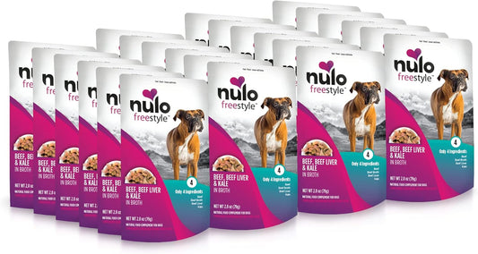 Nulo Freestyle Beef, Beef Liver, & Kale in Broth Real Meat Dog Food Topper, 2.8 Ounce (Pack of 24)