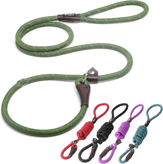 Fida Durable Slip Lead Dog Leash Bulk Pack of 5, Heavy Duty 1/2" x 6 FT Comfortable Strong Rope Slip Lead for Large, Medium & Small Dogs No Pulling Pet Training Leash with Highly Reflective (Mixed)