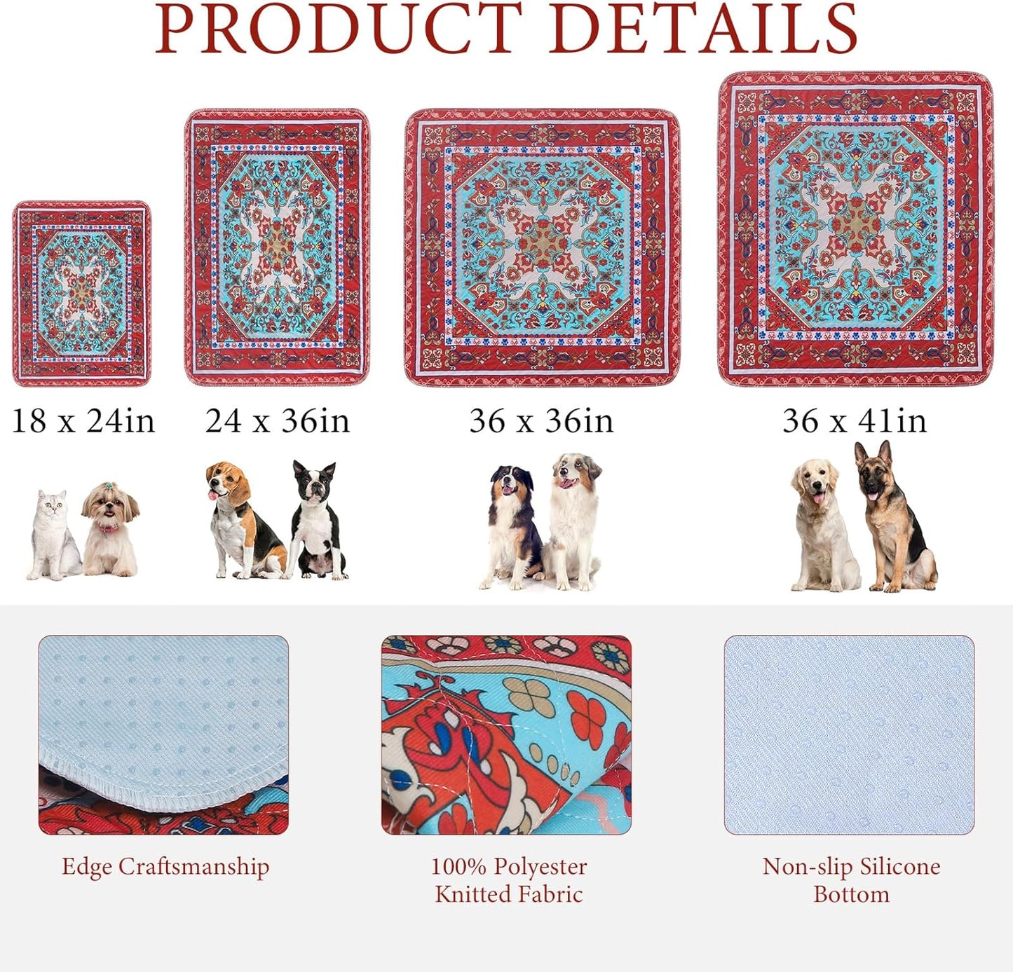 Homimp Washable Pee Pads for Dogs, 2 Pack Reusable Puppy Pads Waterproof, Absorbent and Leakproof Dog Pee Pads, Non Slip Puppy Training Pads, Pet Mat for Floor, Crate, Couch, Whelping,Brown, 36"x41"