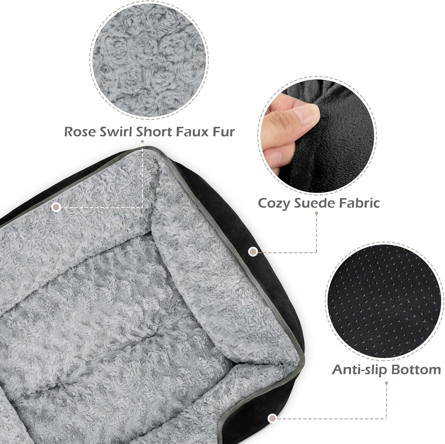 INVENHO XX-Large Dog Bed Rectangle Washable Orthopedic Soft Calming Sleeping Durable Pet Cuddler with Anti-Slip Bottom