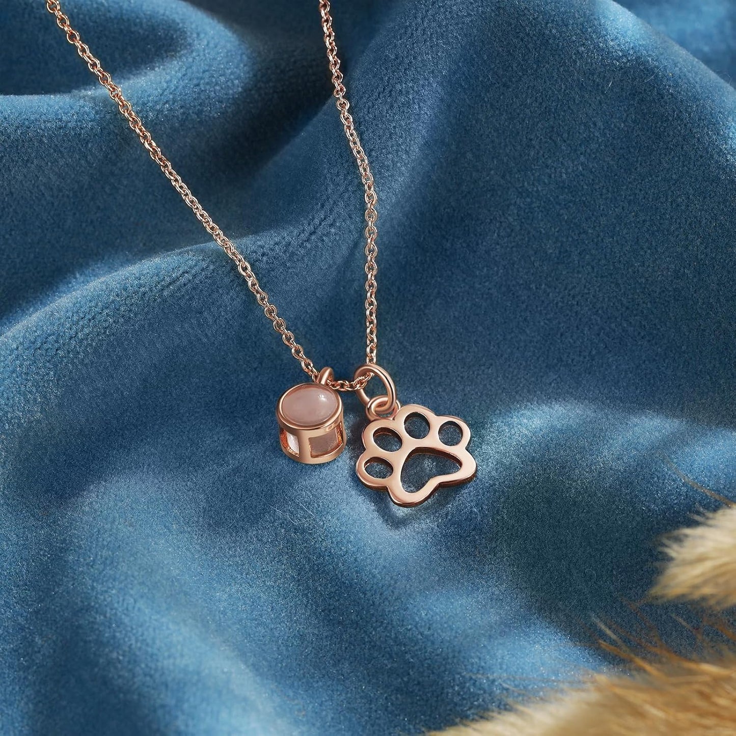 Customized Paw Print Necklace Personalized Pet Name Necklace Custom Engraved Dog Cat Paw Pendant Necklace Pet Memorial Gift for Pet Lovers