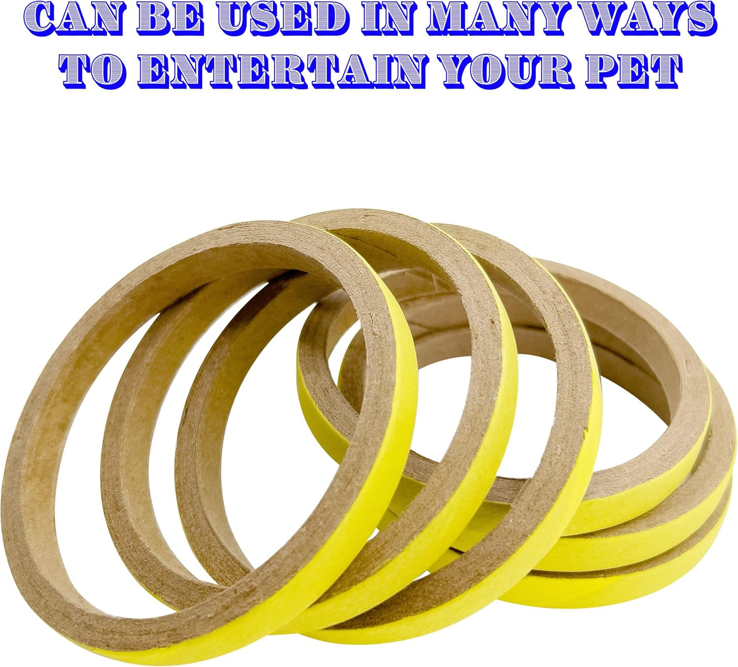 8005 by M&M Pk18 3.5 Inch Skinny Yellow Bird Donut - Pet Safe Compressed Cardboard Rings, Brightly Colored Outside Paper Layer, Great Fun for Pets to Shred with Beaks and feet