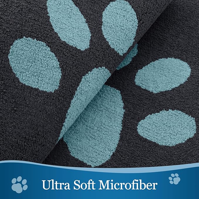 Buganda Dog Door Mat for Muddy Paws, Absorbent Dirt Trapper Washable Indoor Doormats, Non Slip Low-Profile Mud Mat for Dogs, Front Entrance Doormat for Inside Floor (30x20 Inches, Dark Grey and Blue)